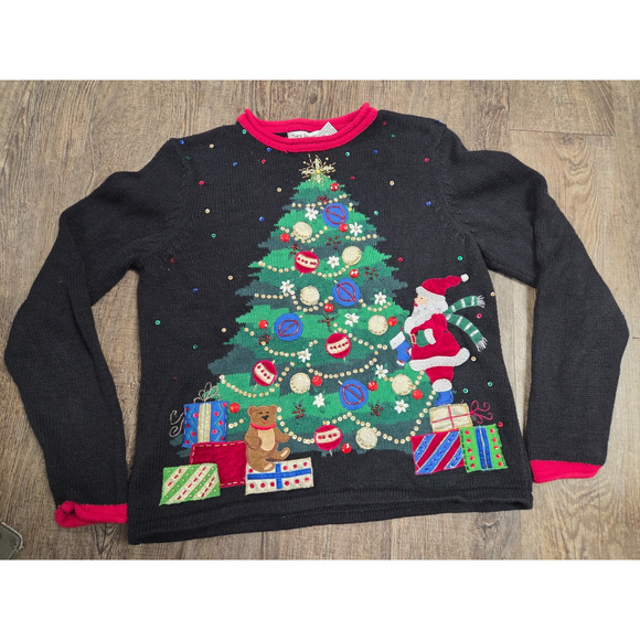 Tiara International Vintage Crewneck 1980s 1990s Christmas Tree Sweater Small - Picture 1 of 5